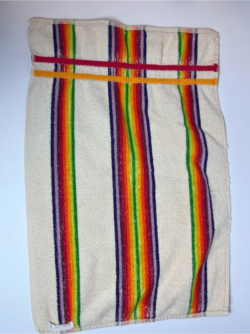 VTG Cannon Monticello Striped Rainbow Hand Towel Retro 23”x 15”